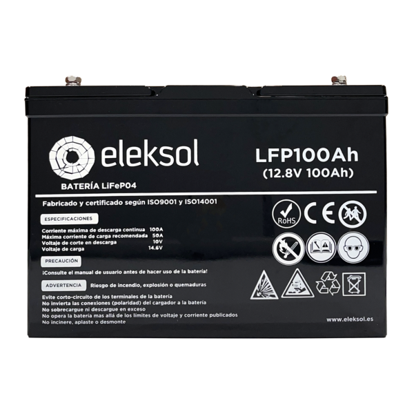 Bateria eleksol 100ah litio 600x600 - Batería Eleksol de Litio LiFePO4 12.8V 100Ah Bluetooth y BMS